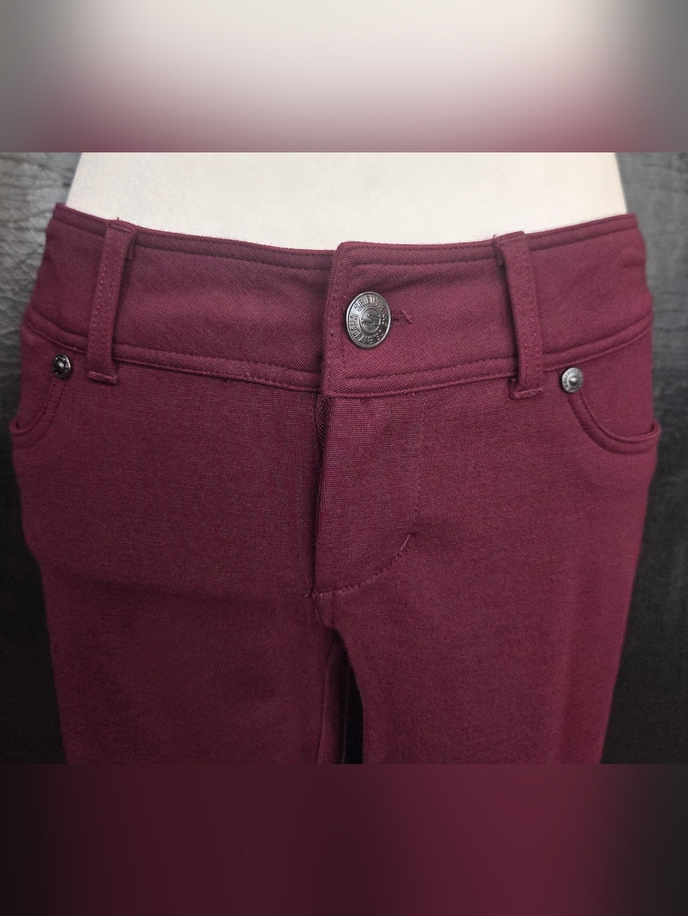 Seven7 Burgundy Skinny Pants Low Rise Stretch Jeans 4P Petite - Picture 5 of 15